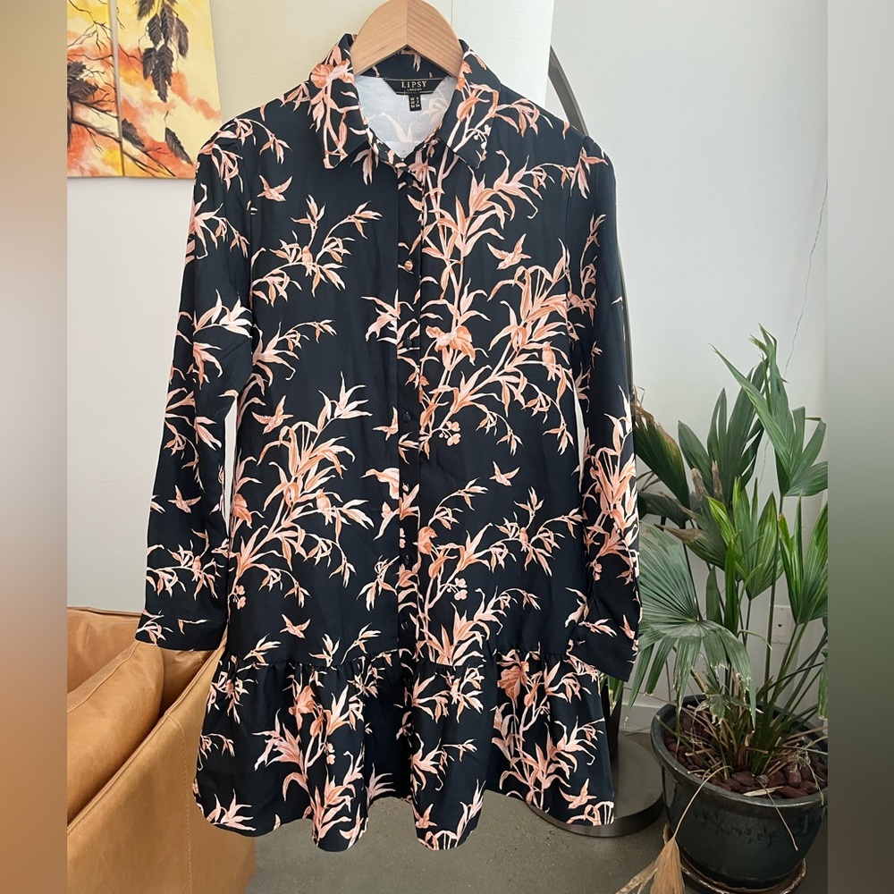 NWT Lipsy London Print Tiered Shirt Dress